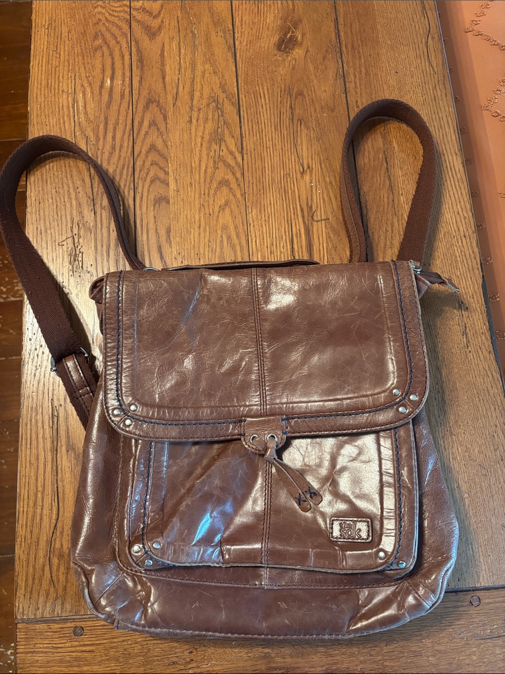 The Sak Ventura brown leather back pack convertible messenger bag